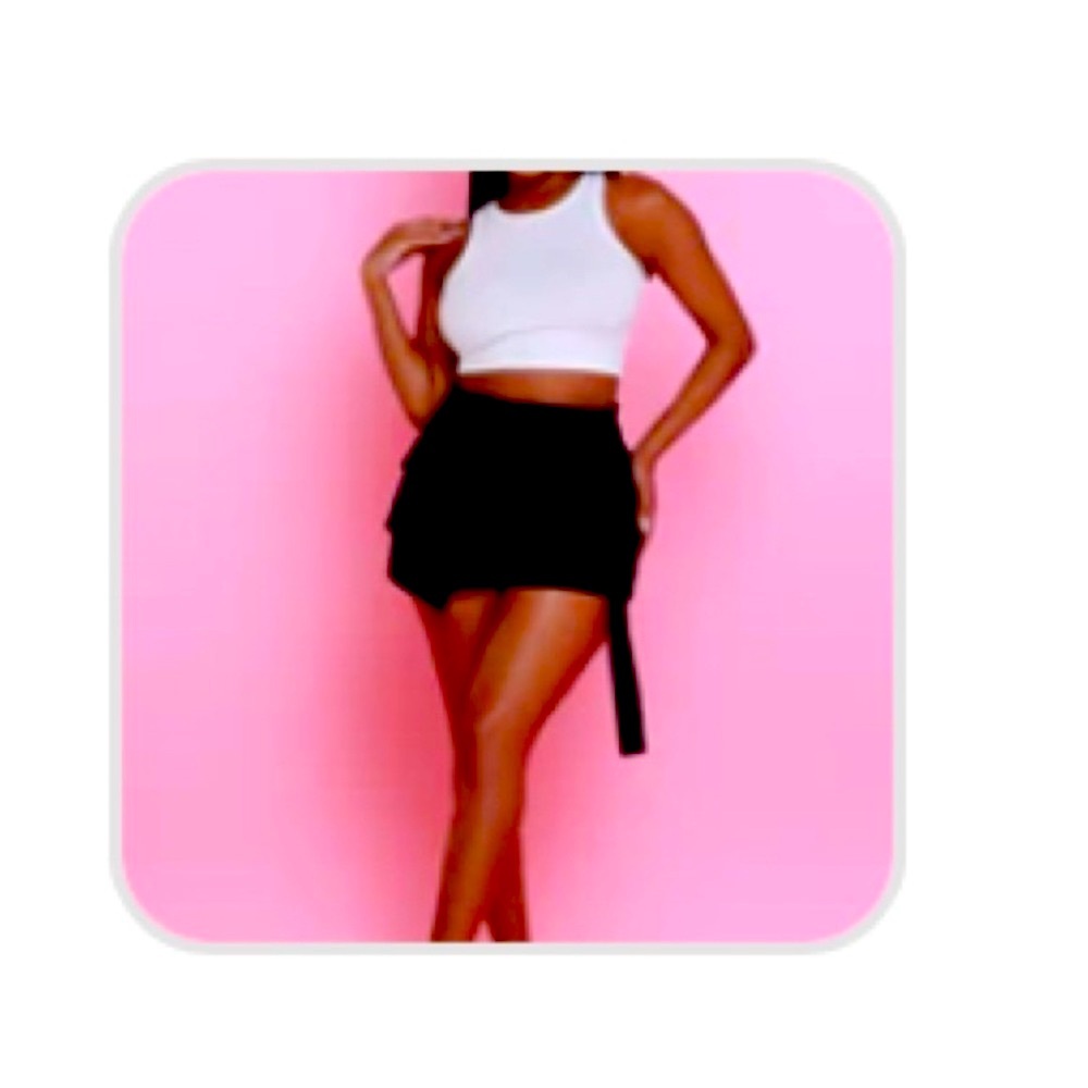 Swank A Posh Balance Asymmetrical Denim Wrap Skirt - Black Sz. 14-16